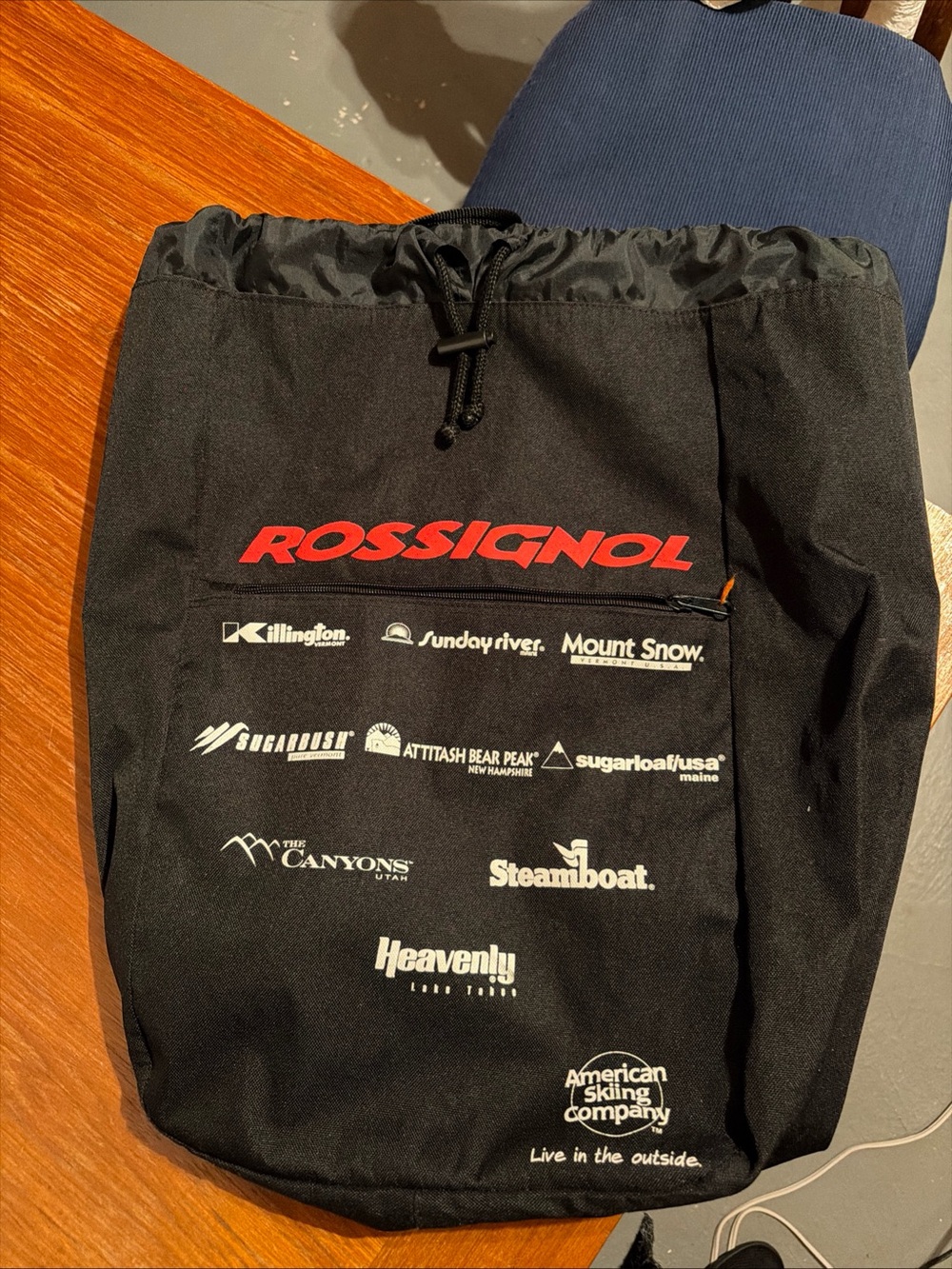 Ski Boots Bag Backpack Rossignol Large Drawstring Front Pocket Ski Resorts Black
